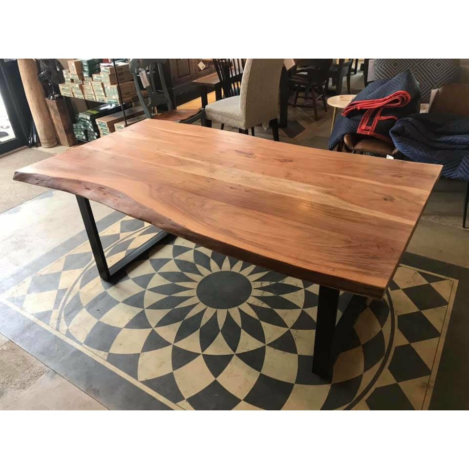 Live edge acacia wood slab dining table