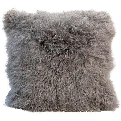 fur pillow light grey