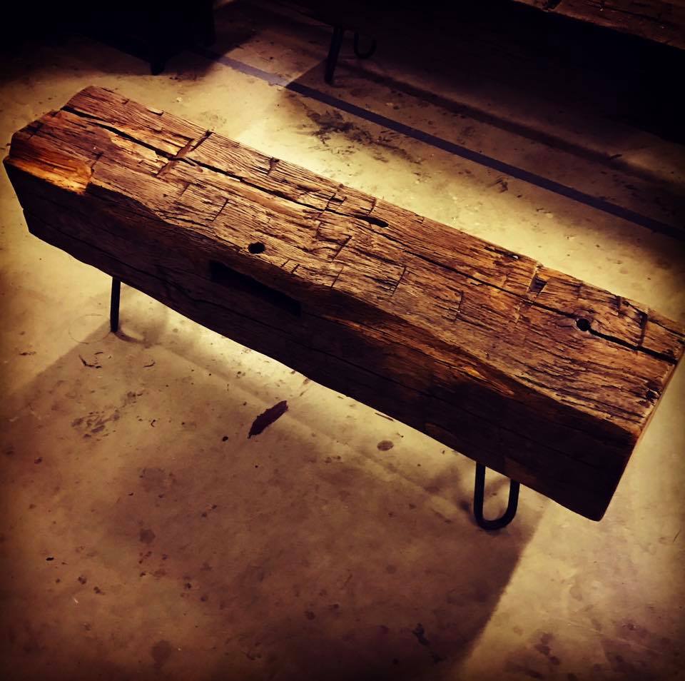 natural wood bench