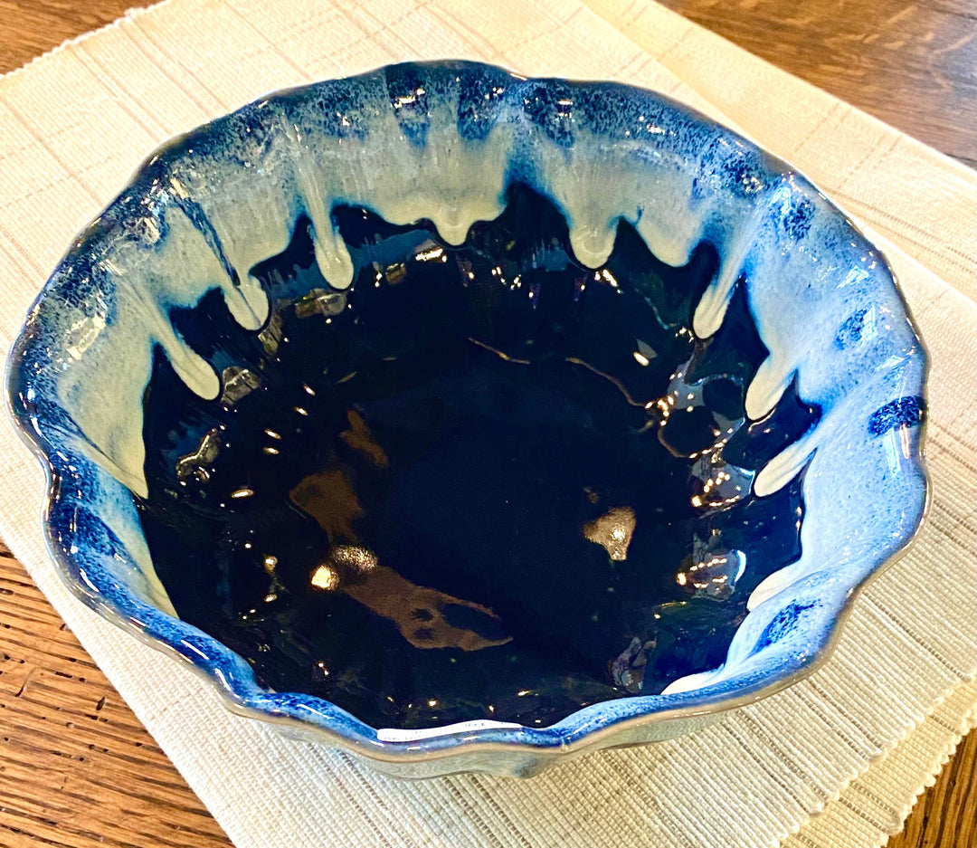 large rippled navy bowl