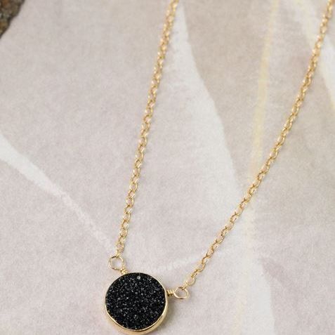 Black Druzy Focal Necklace