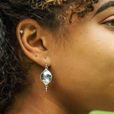 Herringbone LT. Blue Earrings