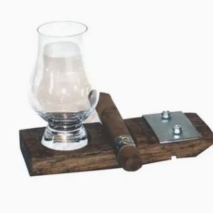 Whiskey Stave Coaster w/Cig Holder