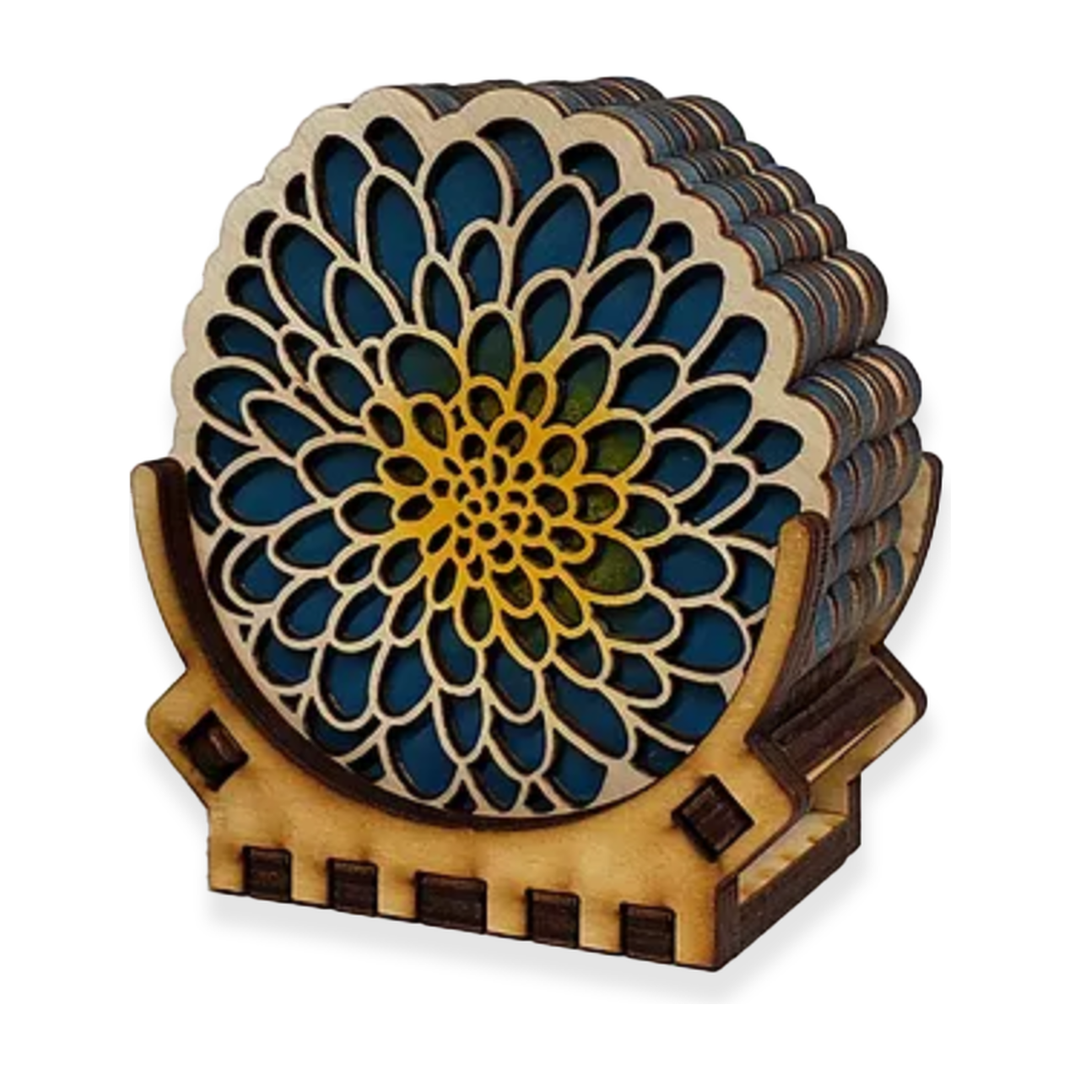 Dahlia Blue Coaster Set