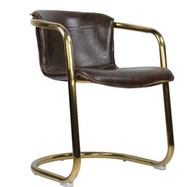 Allure Desk Chair Brown & Brass
