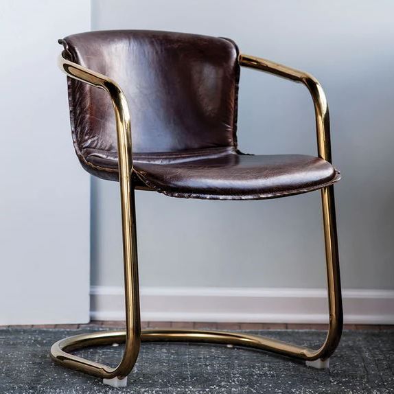 Allure Desk Chair Brown & Brass