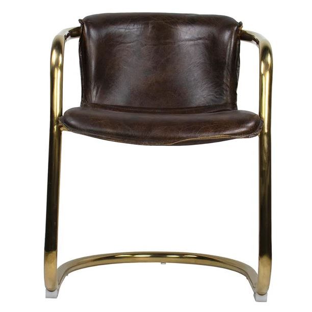 Allure Desk Chair Brown & Brass