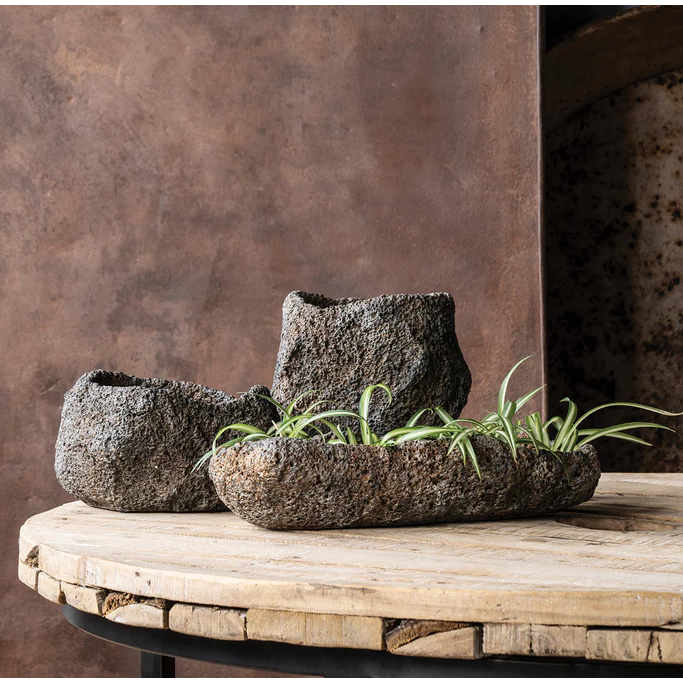 Tall Lava Stone Planter