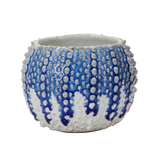Sm Sea Urchins Vase Blue/WHT