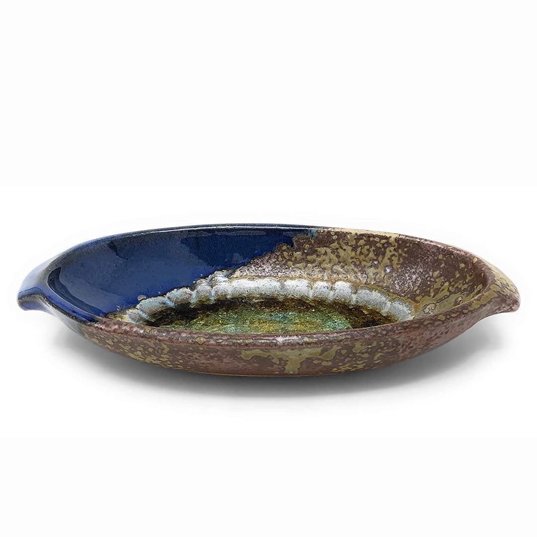 Oval Dish with Crackled Fused Glass
