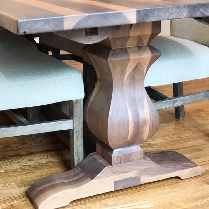 All Walnut Sculpted Trestle Table 40"X7'