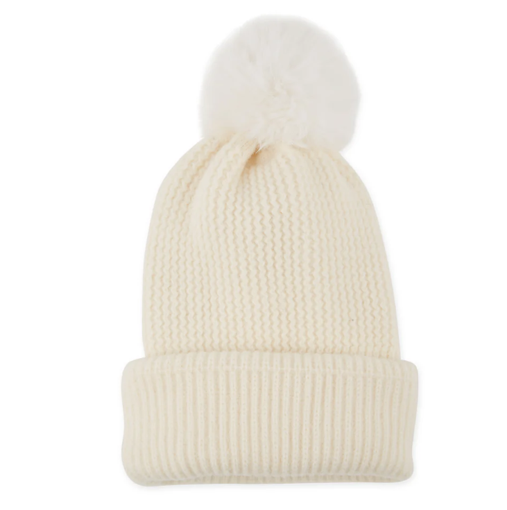 Cream Pom Pom Beanie