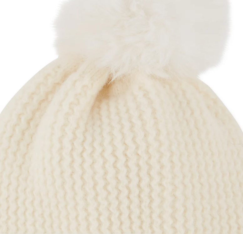 Cream Pom Pom Beanie