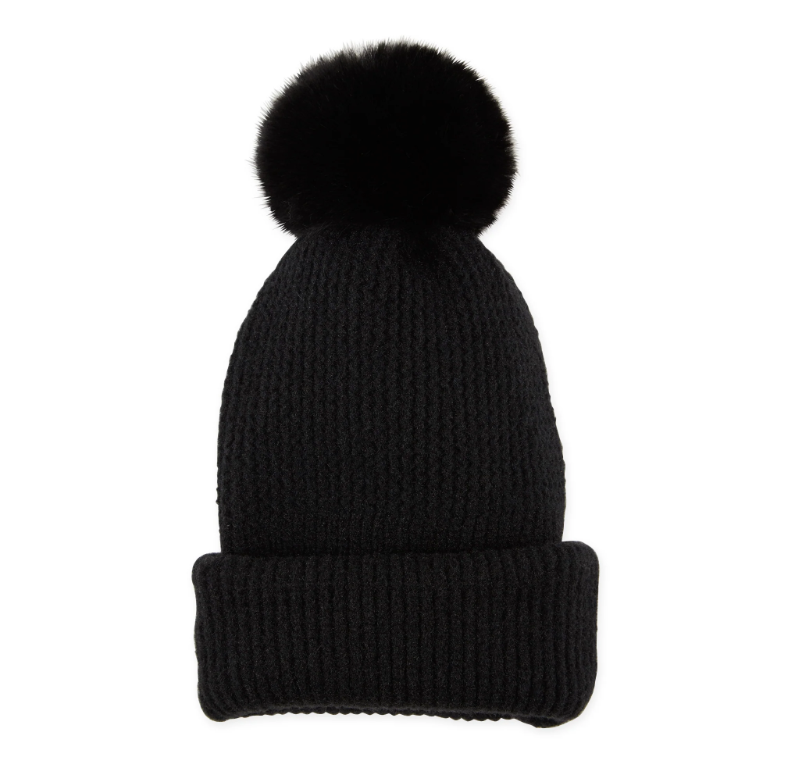 Black Pom Pom Beanie