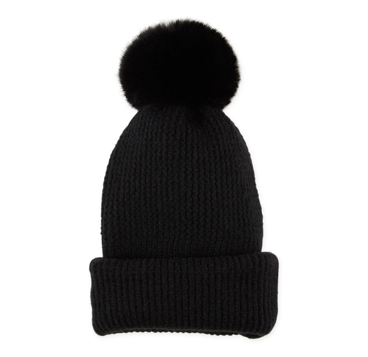Black Pom Pom Beanie
