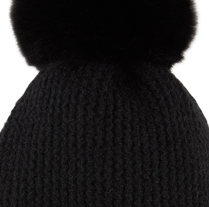 Black Pom Pom Beanie