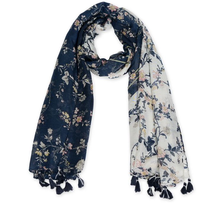 Navy Floral Scarf
