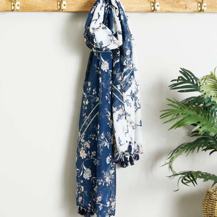 Navy Floral Scarf