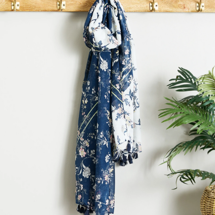 Navy Floral Scarf