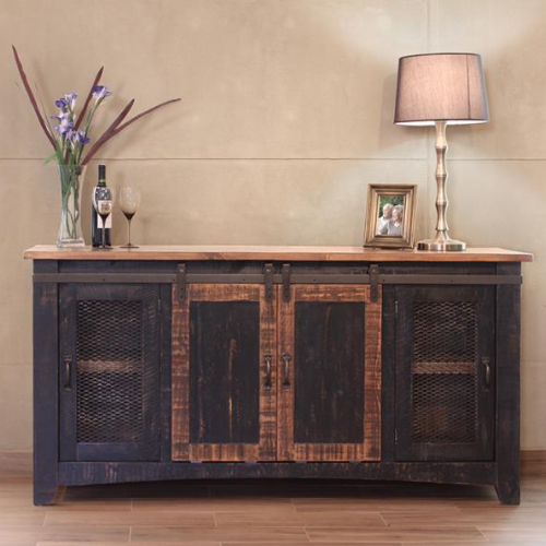 70" Farmhouse TV Stand Black