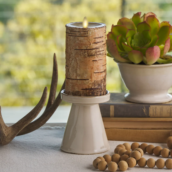 Large Birch Bark Indoor Luminara Pillar