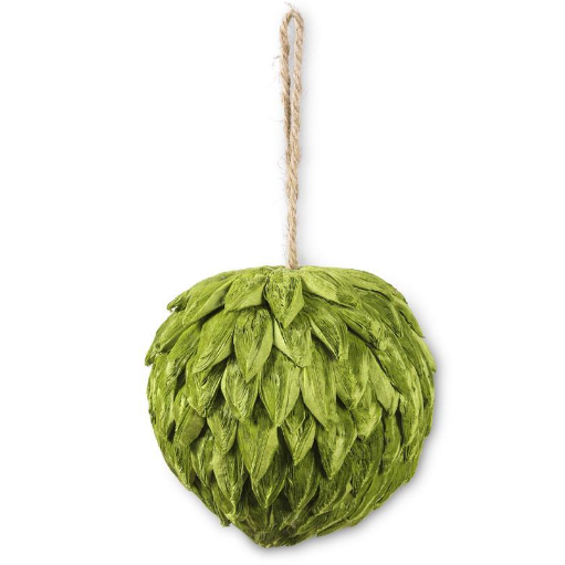 4" Green Petal Leaf Ball Ornament