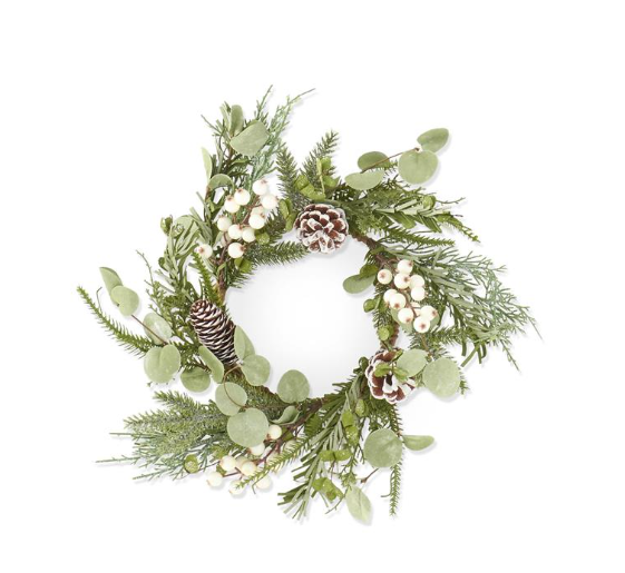 14" Glittered Pine Candle Ring