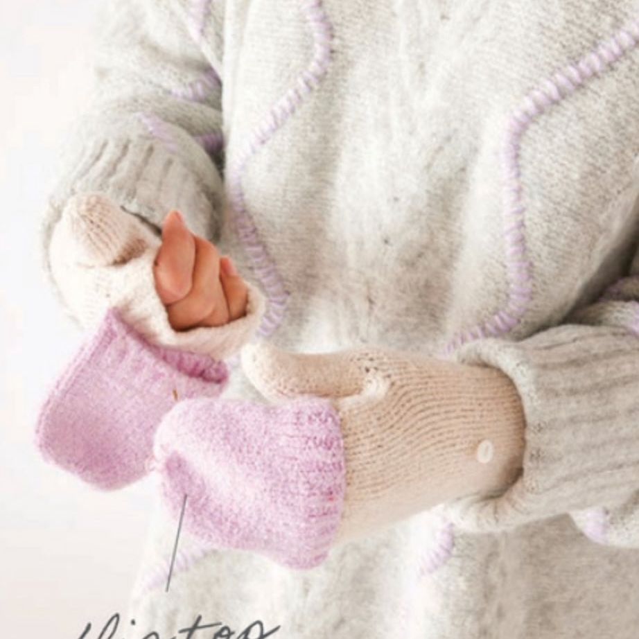 Lilac/Fawn Snow Bunny Flip Top Mittens