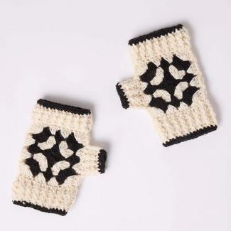 Black/White Crochet Fingerless Gloves