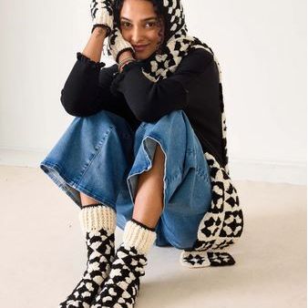 Black/White Crochet Slipper Socks