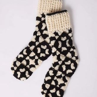 Black/White Crochet Slipper Socks