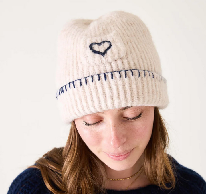 Cream/Navy Sailor Beanie