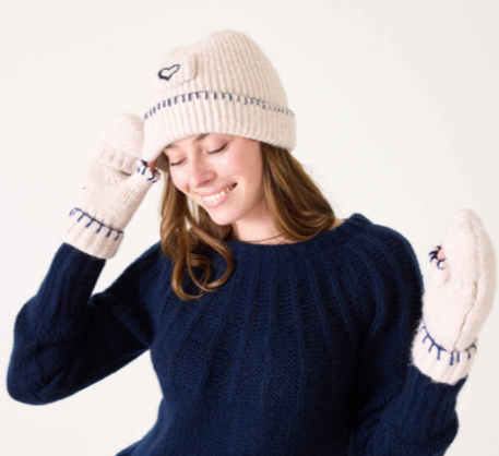 Cream/Navy Sailor Beanie