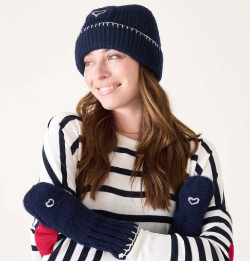 Navy/Cream Sailor Beanie