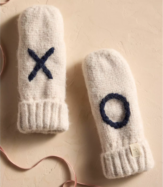 Cream/Navy Sailor Mittens