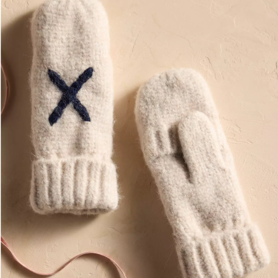 Cream/Navy Sailor Mittens