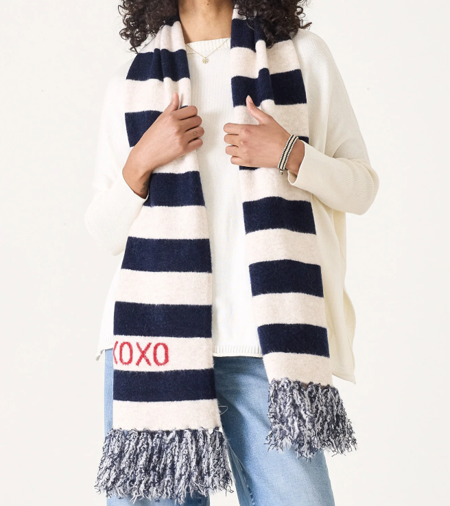 Navy/Heathered Cream Sailor Love Scarf