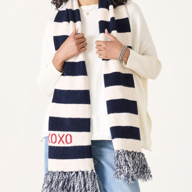 Navy/Heathered Cream Sailor Love Scarf