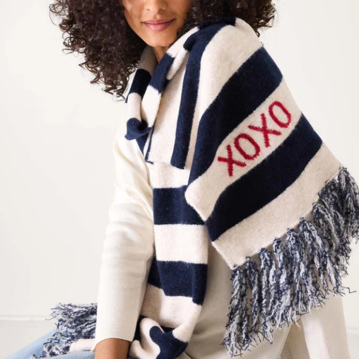 Navy/Heathered Cream Sailor Love Scarf