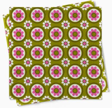 Pink/Green Retro Cocktail Napkin Set