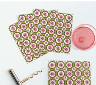 Pink/Green Retro Cocktail Napkin Set
