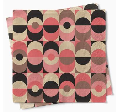 Modern Pink/Black Cocktail Napkin Set