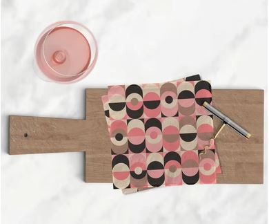 Modern Pink/Black Cocktail Napkin Set