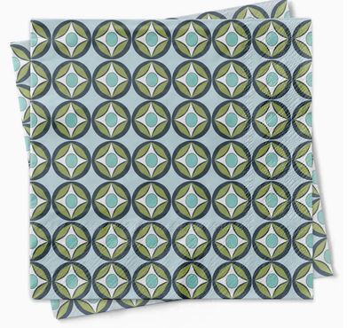 Blue Circle Cocktail Napkin Set