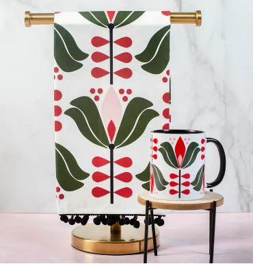 Green/Red Flower Mug
