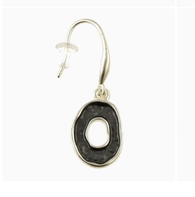 Silver/Black Organic Oval Earrings
