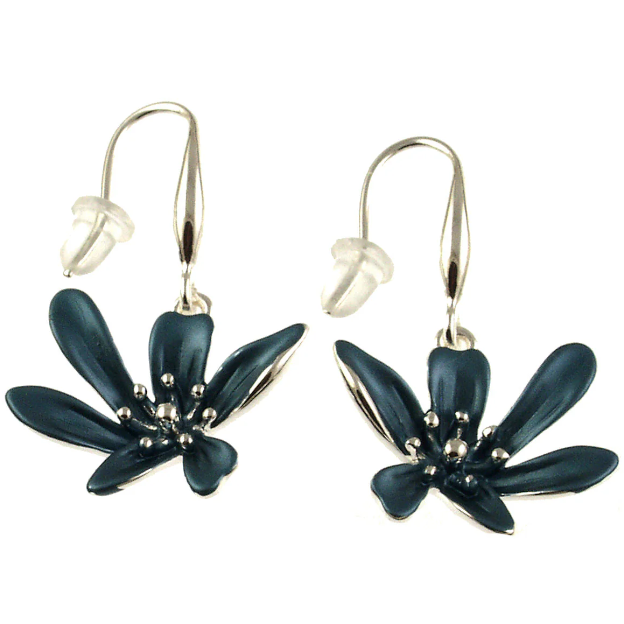 Silver/Blue Flower Earrings