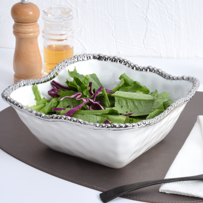 Silver Medium Square Salad Bowl