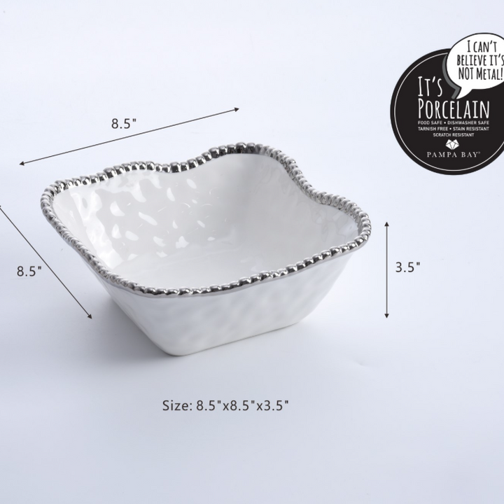 Silver Medium Square Salad Bowl
