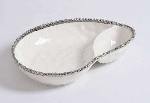 Silver/White 2 Section Serving Piece